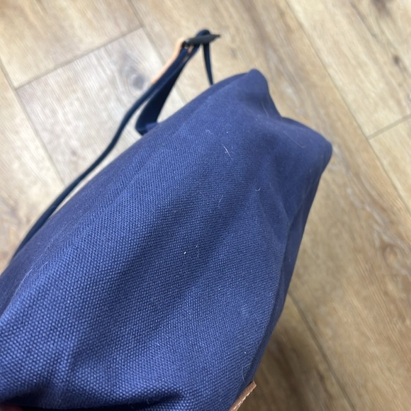 Jack + Mulligan Navy with Cream Leather Canvas Backpack - Picture 5 of 8